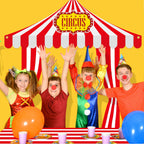 Fanfanwin 4 Pcs Carnival Circus Tent Decorations – Entryway Awning, Banners & Floor Runner