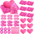 Fanfanwin 36 Pcs Sleepover Party Supplies for Girls – Hot Pink Spa Slumber Kit with Blankets, Pillows, Headbands, Scrunchies, Eye Masks & Organza Bags