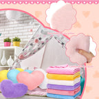 Fanfanwin 18-Piece Kids Sleepover Party Supplies Set | Cozy Fleece Blankets, Heart Pillows & Sleep Masks