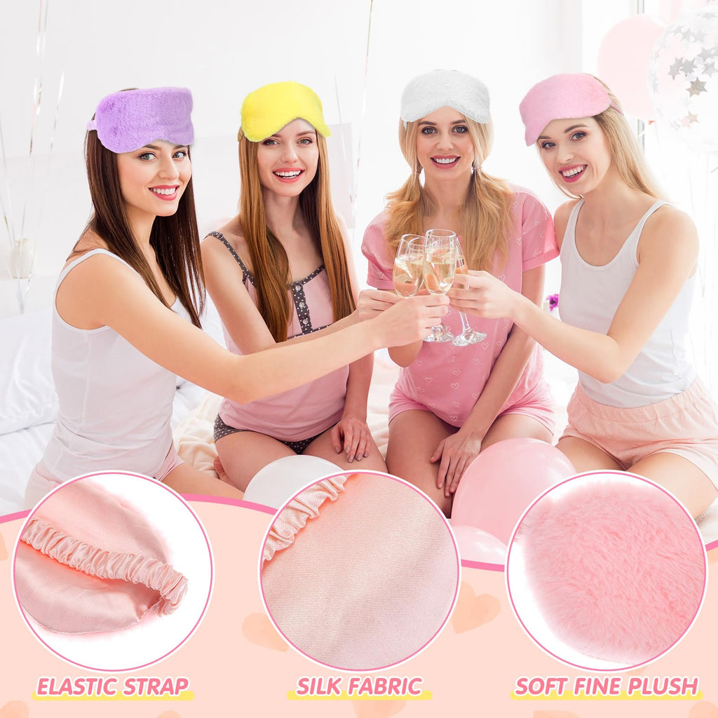 Fanfanwin 18-Piece Kids Sleepover Party Supplies Set | Cozy Fleece Blankets, Heart Pillows & Sleep Masks