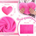Fanfanwin 36 Pcs Sleepover Party Supplies for Girls – Hot Pink Spa Slumber Kit with Blankets, Pillows, Headbands, Scrunchies, Eye Masks & Organza Bags