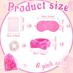 Fanfanwin 36-Piece Pink Sleepover Party Kit for Girls — Blankets, Pillows, Eye Masks, Headbands & Scrunchies