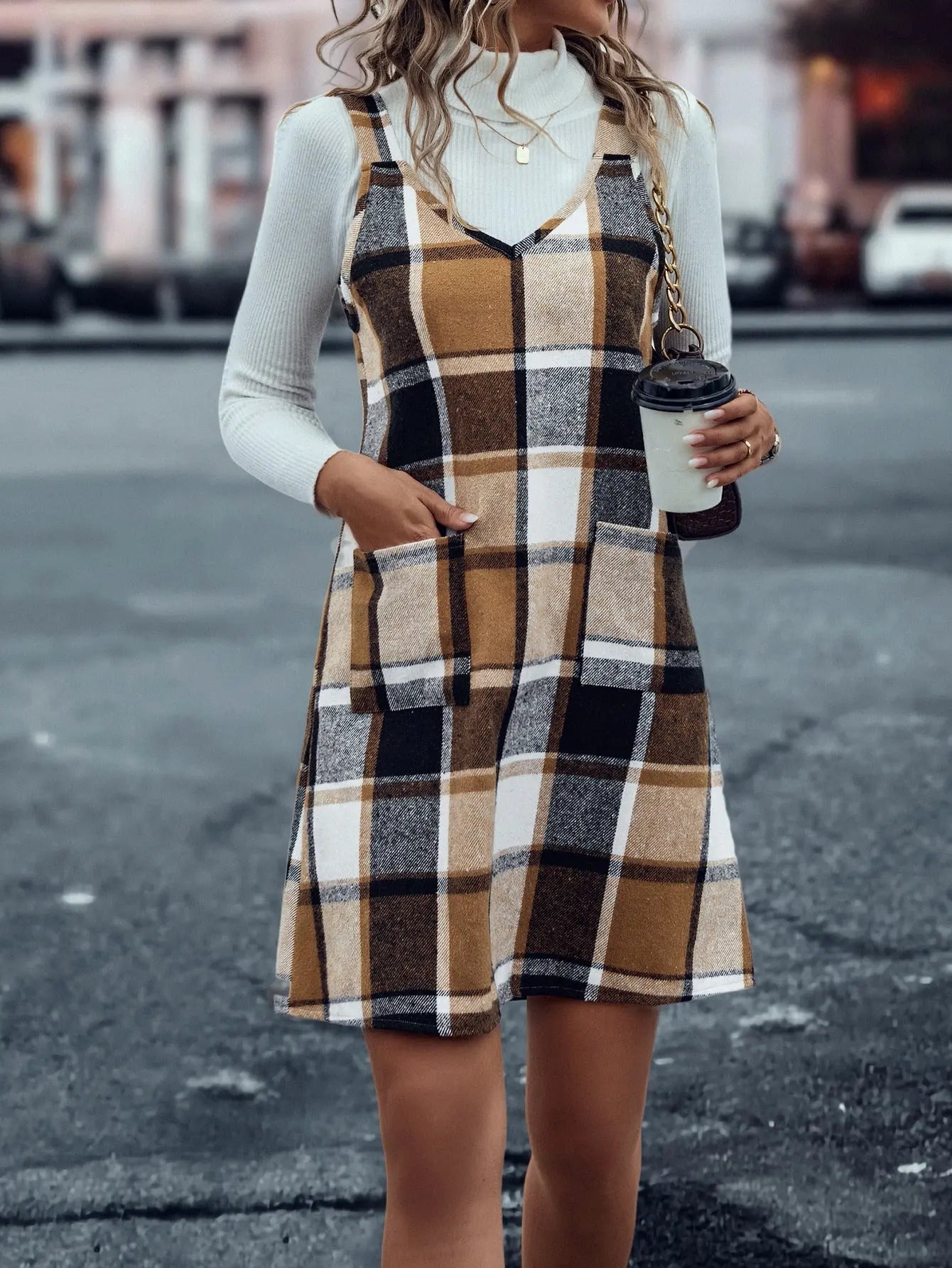 Fashion Pocket Street Casual Women's Braces Skirt