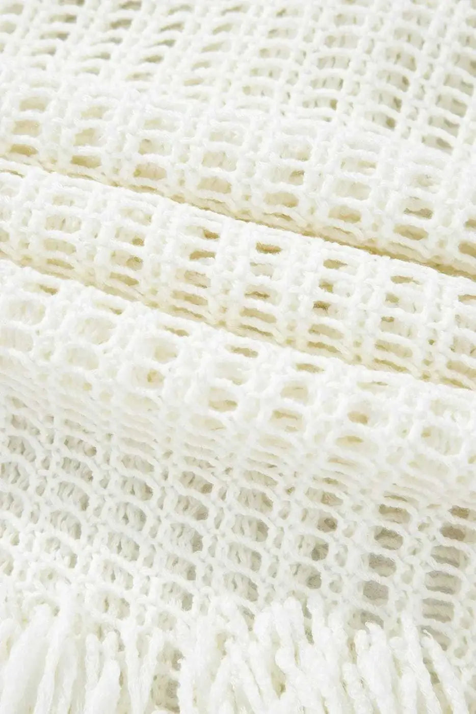 White Crochet Fishnet Beach Cover-Up Women UK | Boho Fringe S–XL