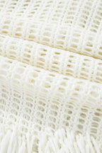 White Crochet Fishnet Beach Cover-Up Women UK | Boho Fringe S–XL
