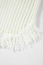 White Crochet Fishnet Beach Cover-Up Women UK | Boho Fringe S–XL