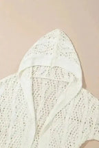 White Hooded Beach Cover-Up Open Knit Women UK | S–XL