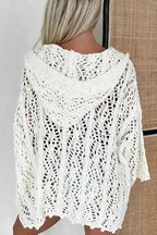 White Hooded Beach Cover-Up Open Knit Women UK | S–XL
