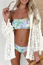 White Hooded Beach Cover-Up Open Knit Women UK | S–XL