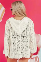 White Hooded Beach Cover-Up Open Knit Women UK | S–XL