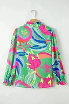 Abstract Print Button-Up Elegant Blouse Women UK