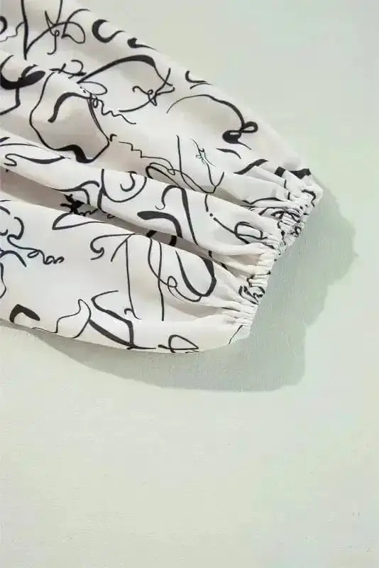 Abstract Print Balloon Sleeve Blouse Women UK | Chic