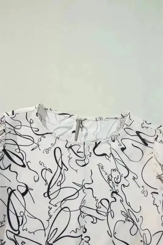 Abstract Print Balloon Sleeve Blouse Women UK | Chic