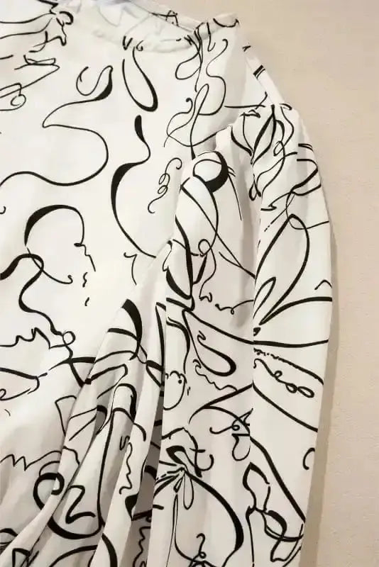 Abstract Print Balloon Sleeve Blouse Women UK | Chic