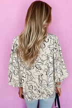 Abstract Print Balloon Sleeve Blouse Women UK | Chic