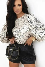 Abstract Print Balloon Sleeve Blouse Women UK | Chic