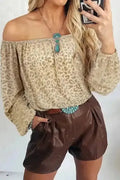 Velvet Leopard Off-Shoulder Blouse Women UK | Bold