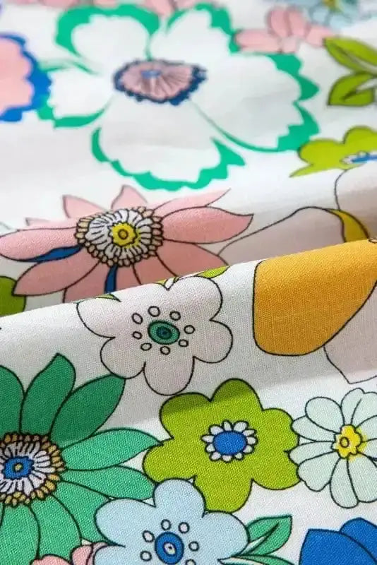 Green Floral Puff Sleeve Spring Blouse Women UK | Blossom