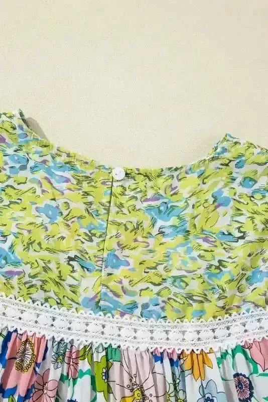 Green Floral Puff Sleeve Spring Blouse Women UK | Blossom