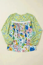 Green Floral Puff Sleeve Spring Blouse Women UK | Blossom