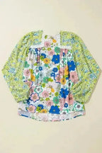 Green Floral Puff Sleeve Spring Blouse Women UK | Blossom