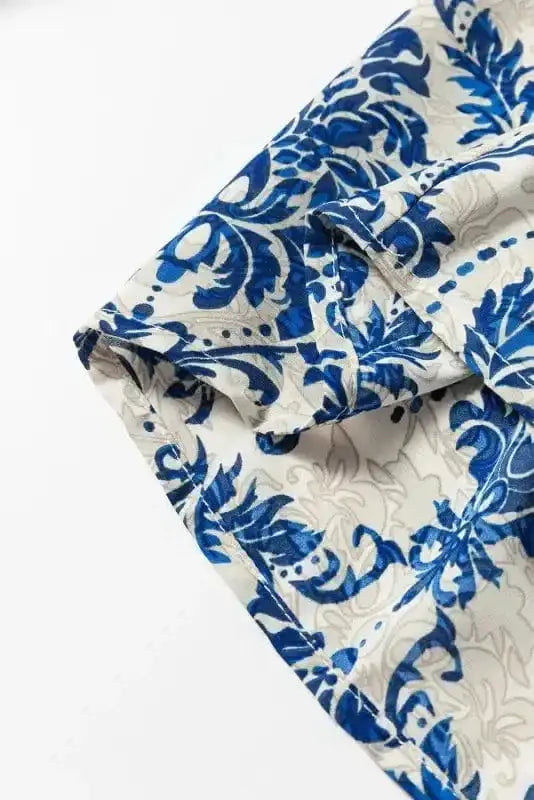 Blue Boho Lace Splicing Floral Blouse Women UK | Spring