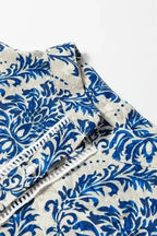 Blue Boho Lace Splicing Floral Blouse Women UK | Spring
