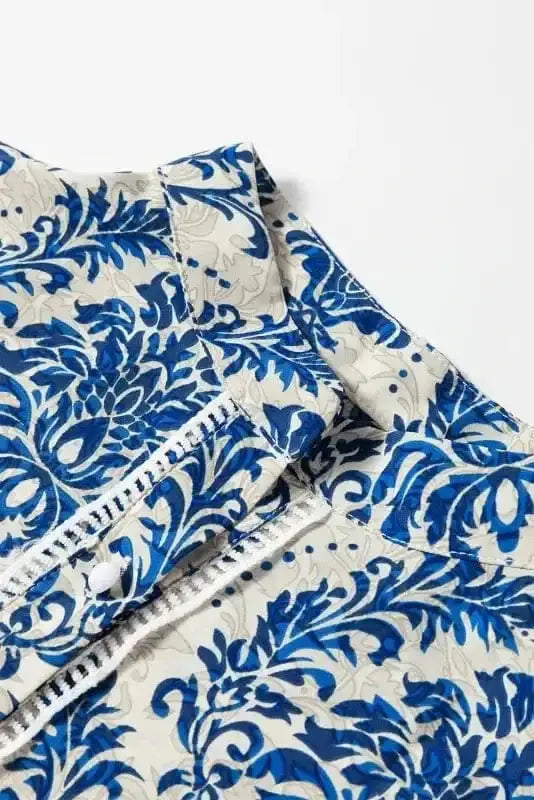 Blue Boho Lace Splicing Floral Blouse Women UK | Spring