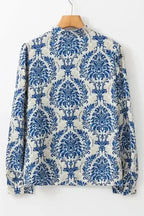 Blue Boho Lace Splicing Floral Blouse Women UK | Spring
