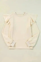 Solid Colour Cascading Ruffle Elegant Blouse Women UK