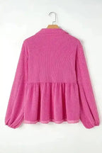 Corded V-Neck Bubble Sleeve Blouse Women UK