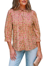 Floral Half Sleeve Boho Casual Puff Blouse Women UK