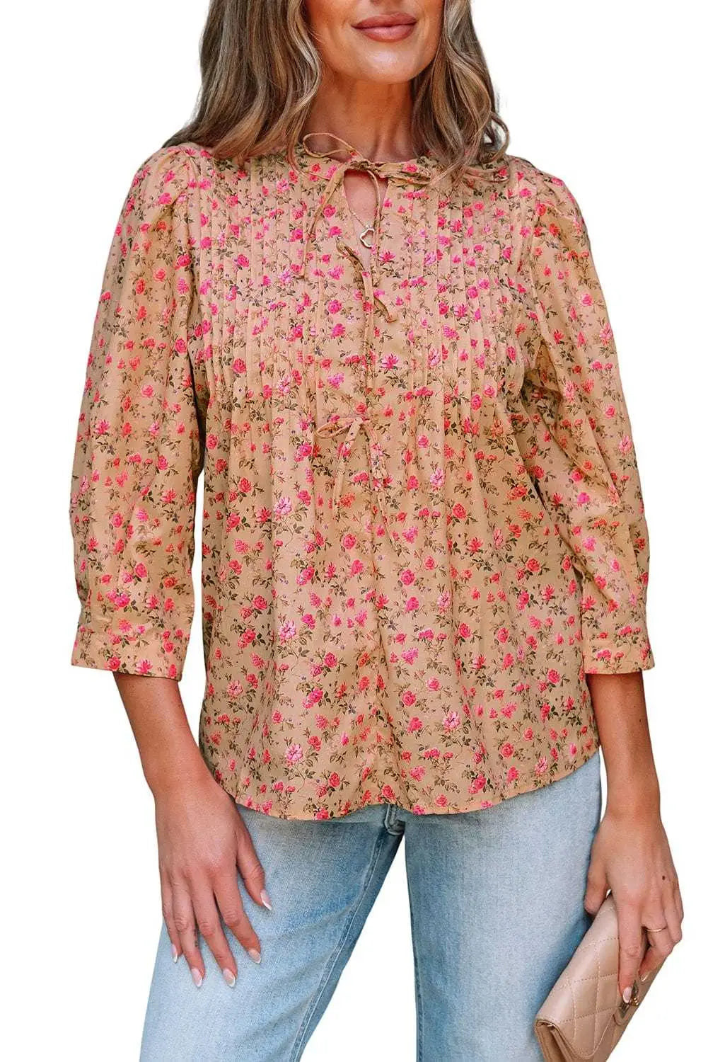 Floral Half Sleeve Boho Casual Puff Blouse Women UK