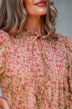 Floral Half Sleeve Boho Casual Puff Blouse Women UK