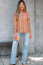 Floral Half Sleeve Boho Casual Puff Blouse Women UK