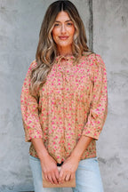 Floral Half Sleeve Boho Casual Puff Blouse Women UK
