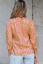 Floral Half Sleeve Boho Casual Puff Blouse Women UK