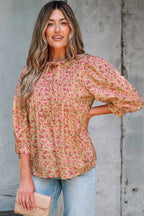 Floral Half Sleeve Boho Casual Puff Blouse Women UK