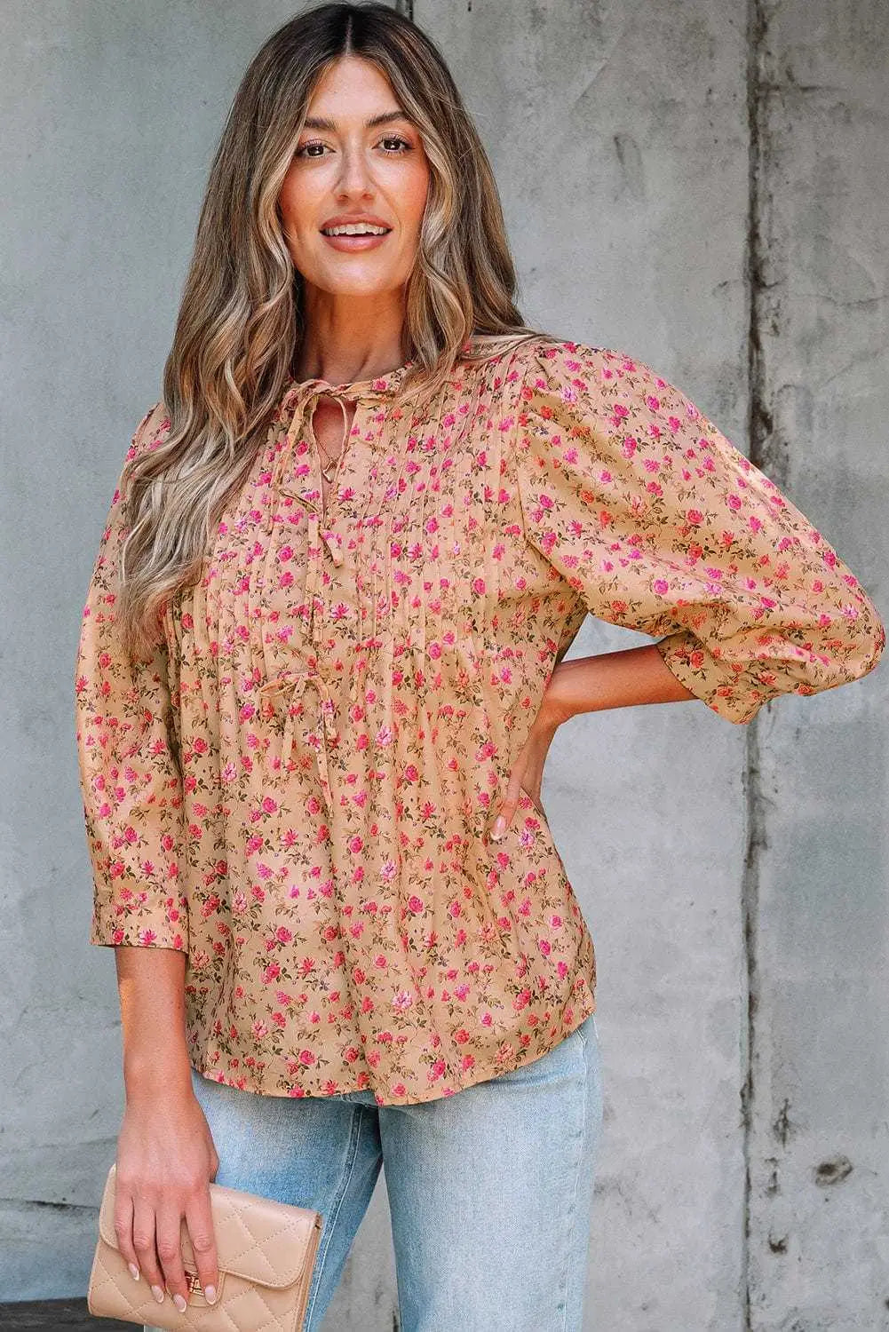 Floral Half Sleeve Boho Casual Puff Blouse Women UK