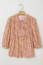 Floral Half Sleeve Boho Casual Puff Blouse Women UK
