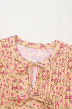 Floral Half Sleeve Boho Casual Puff Blouse Women UK
