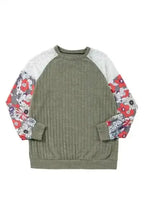 Floral Colour Block Ribbed Blouse Women UK | Mosaic