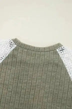 Floral Colour Block Ribbed Blouse Women UK | Mosaic