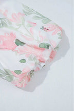 Floral Puff Sleeve Peplum Blouse Women UK