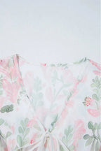 Floral Puff Sleeve Peplum Blouse Women UK