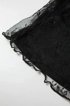 Black Lace Trim Sheer Slim Fit Blouse Women UK | Elegant