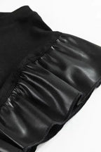 Faux Leather Ruffle Sleeve Blouse Women UK