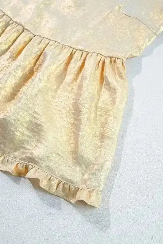 Metallic Velvet Babydoll Puff Sleeve Blouse Women UK | Glam
