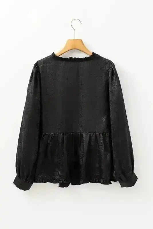 Metallic Velvet Babydoll Puff Sleeve Blouse Women UK | Glam