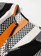 Geometric Colour Block Notch V-Neck Blouse Women UK | Modern